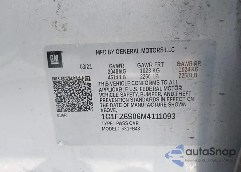 2021 Chevrolet Bolt Ev Fwd Premier from USA, damaged, VIN 1G1FZ6S06M4111093